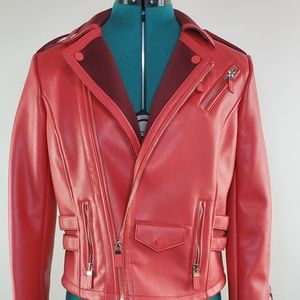 Faux leather motorcycle jacket